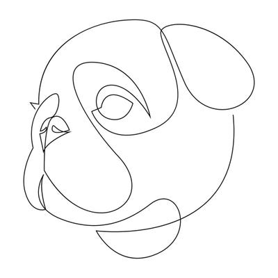 One Line Pug by Addillum metal wall art