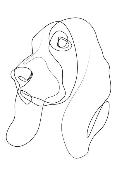 Basset Hound - One Line by Addillum metal wall art