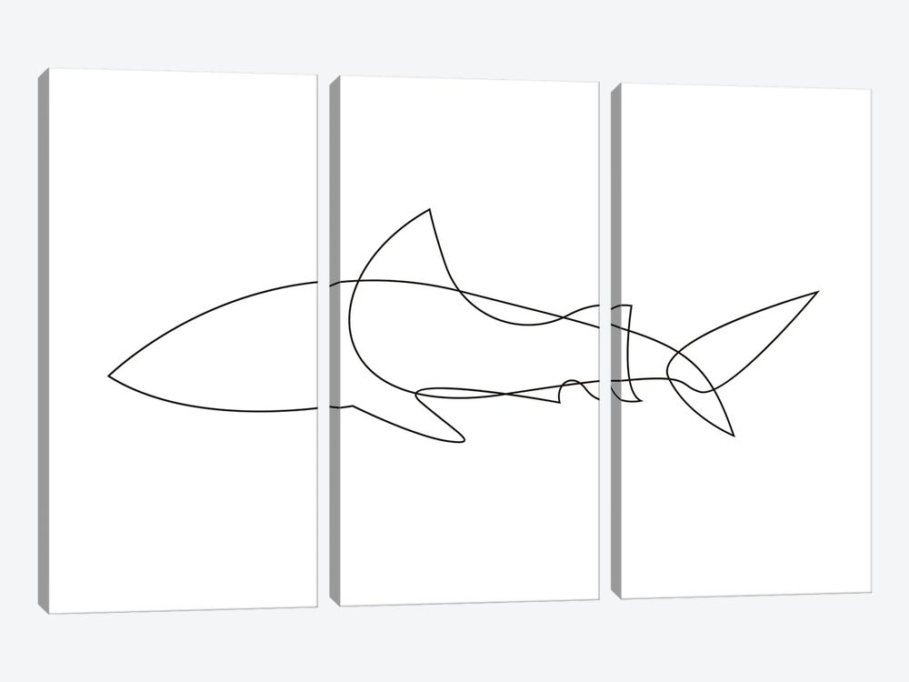 One Line Shark by Addillum 3-piece Canvas Print