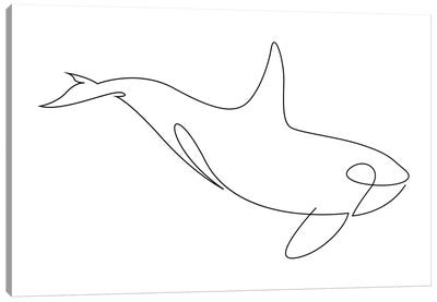Orca One Line Canvas Art Print - Orca Whale Art
