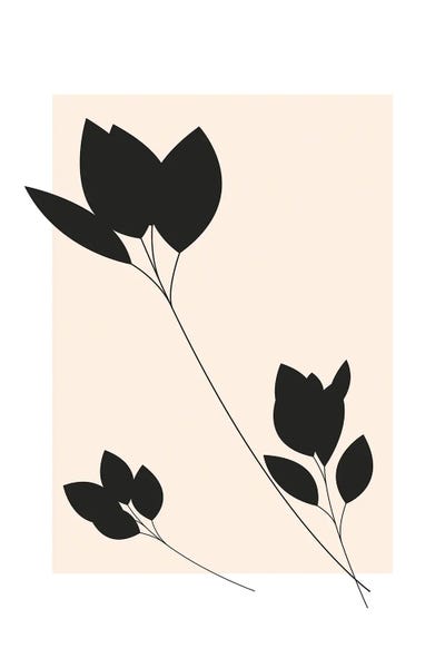 Addillum: Pastel Square - Black Leaves by Addillum