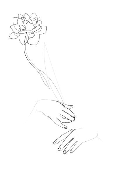 Black & White Florals: Peony Flower by Addillum