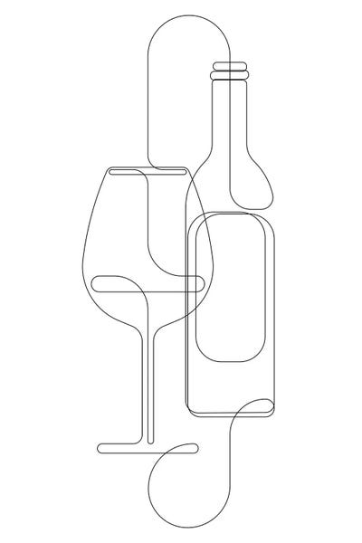 Black & White Minimalist Décor: Placidity - Continuous Line Wine by Addillum