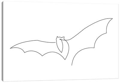 Bat One Line Canvas Art Print - Bat Art