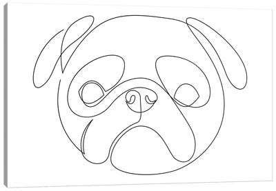 Pug - One Line Dog Portrait Canvas Art Print - Addillum
