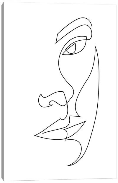 Relief - One Line Face Canvas Art Print - Black & White Graphics & Illustrations