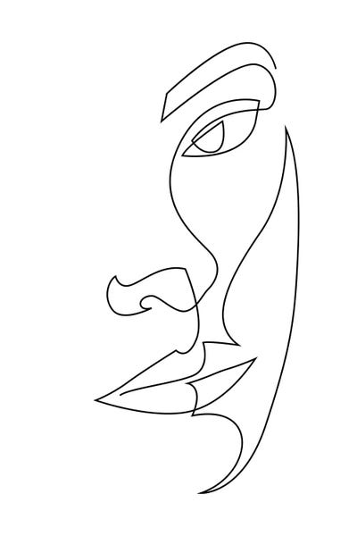 Large Modern Art - Canvas Prints: Relief - One Line Face by Addillum