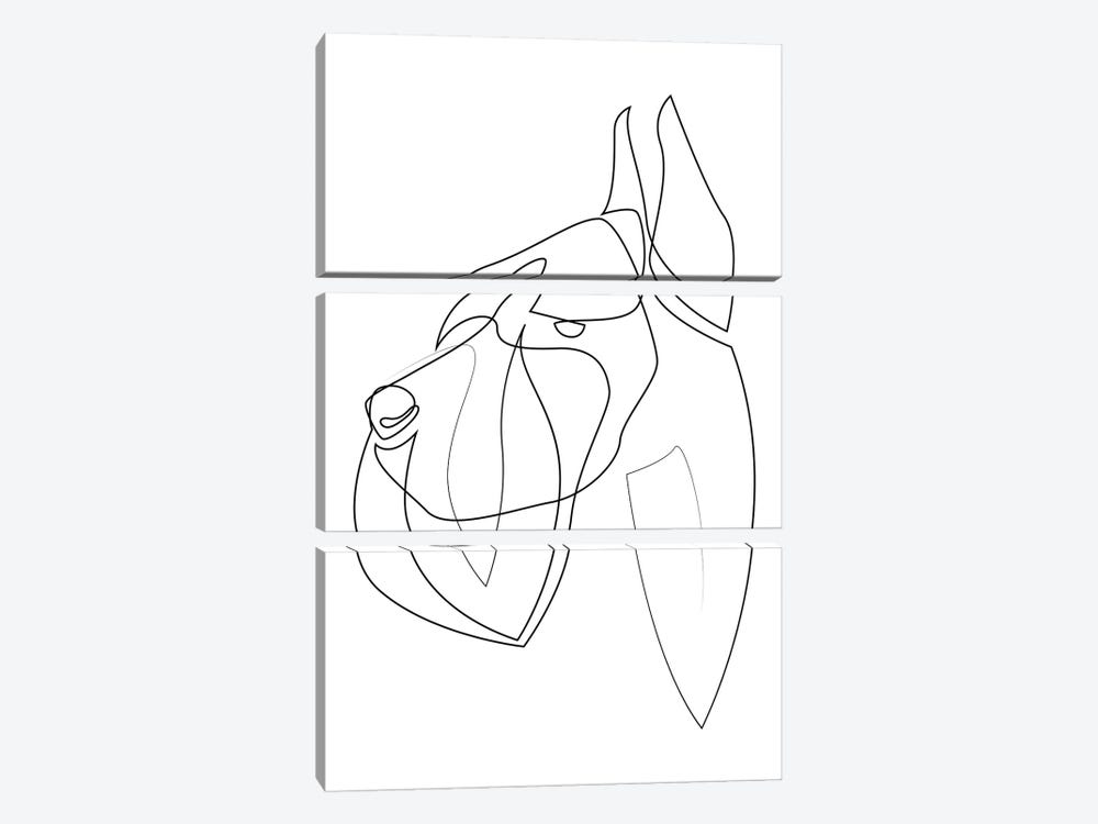 Riesenschnauzer - One Line Dog by Addillum 3-piece Canvas Art