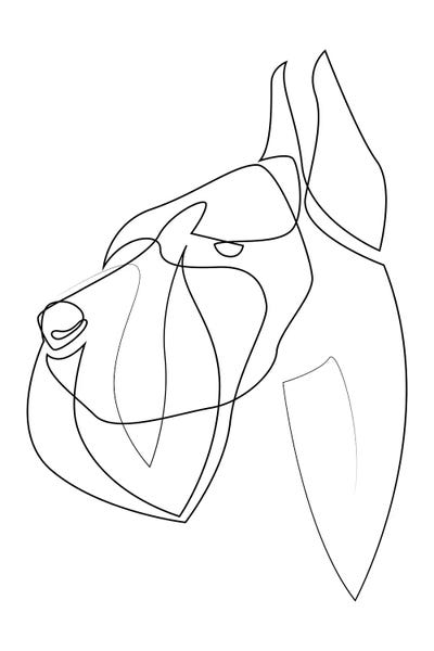 Black & White Minimalist Décor: Riesenschnauzer - One Line Dog by Addillum