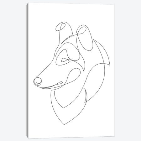 Rough Collie - One Line Dog Canvas Print #AUM157} by Addillum Canvas Artwork