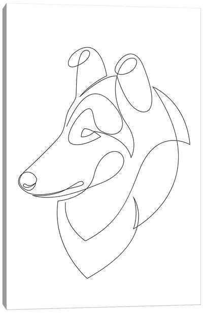 Rough Collie - One Line Dog Canvas Art Print - Collie Art
