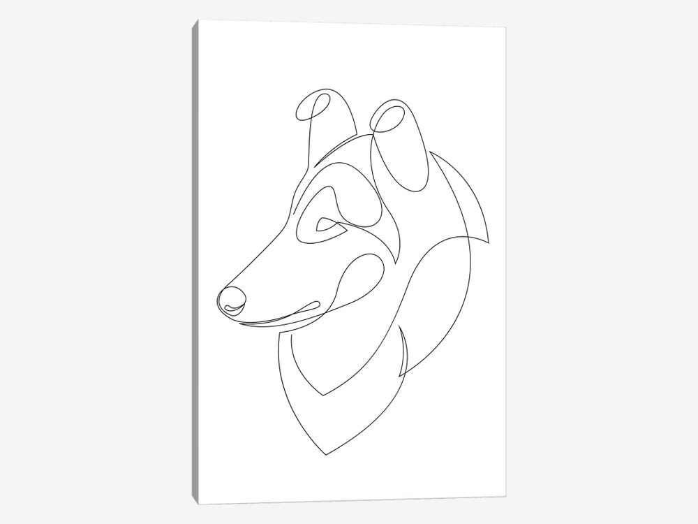 Rough Collie - One Line Dog by Addillum 1-piece Art Print