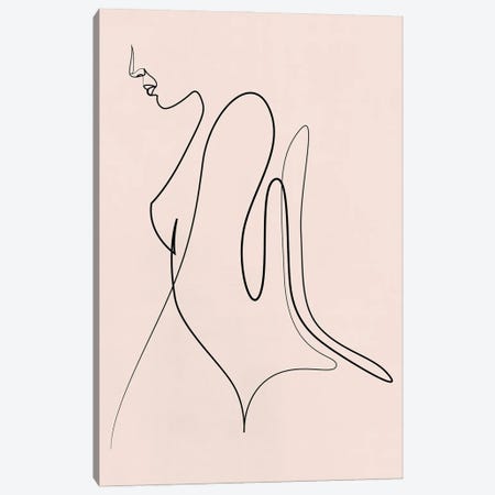 String - Minimal Line Female - Pastel Canvas Print #AUM162} by Addillum Canvas Artwork