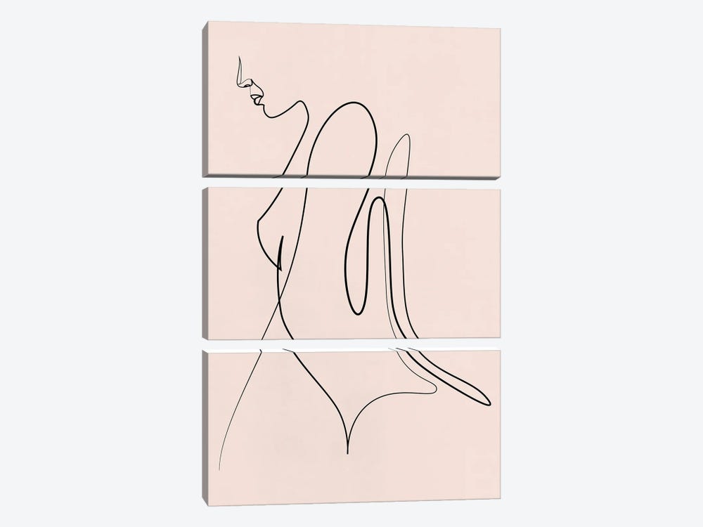 String - Minimal Line Female - Pastel by Addillum 3-piece Art Print