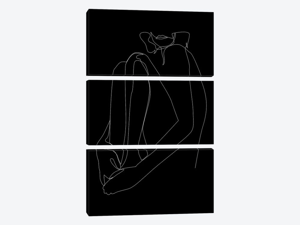 Sacrament - One Line Nude - Black by Addillum 3-piece Canvas Print