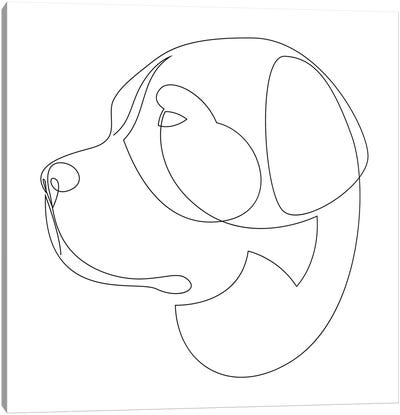 Saint Bernard - One Line Dog Canvas Art Print - St. Bernard Art