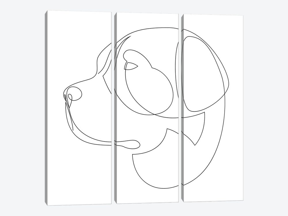 Saint Bernard - One Line Dog by Addillum 3-piece Canvas Wall Art