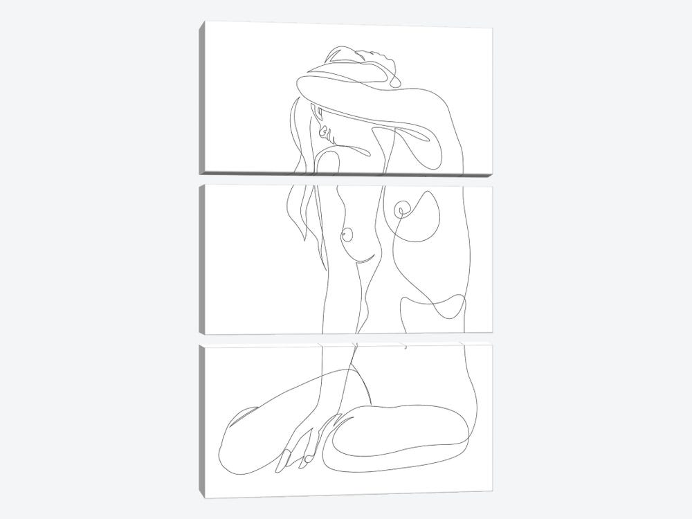 Seclusion - One Line Nude by Addillum 3-piece Art Print