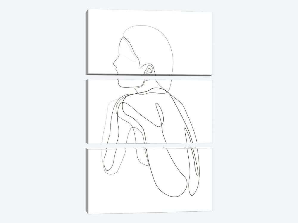 Shelter - One Line Nude by Addillum 3-piece Canvas Print