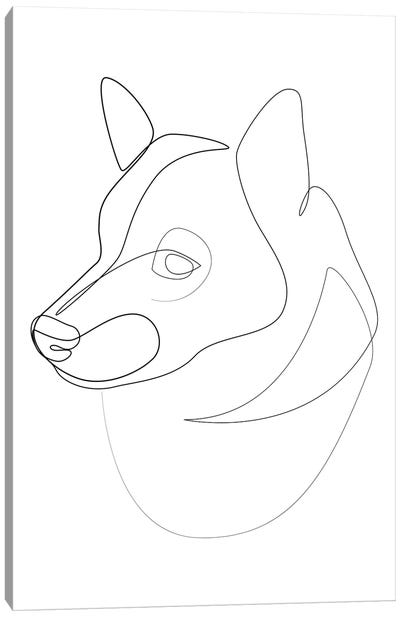 Shiba Inu - One Line Dog Canvas Art Print - Addillum