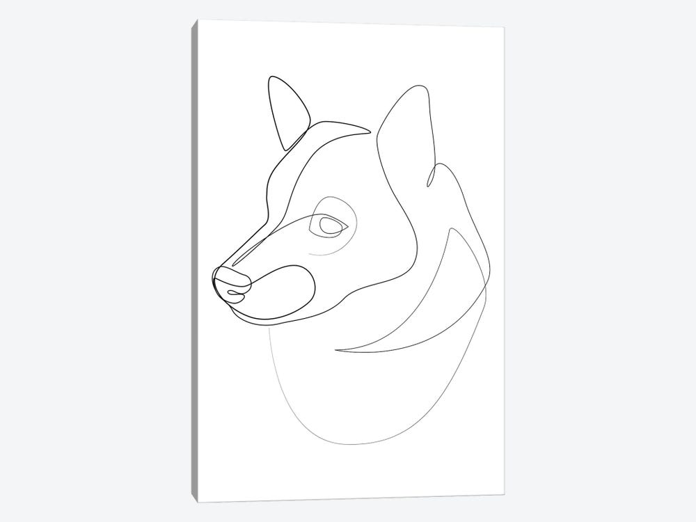 Shiba Inu - One Line Dog by Addillum 1-piece Canvas Art