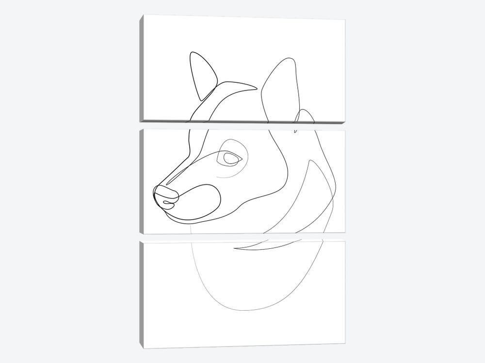 Shiba Inu - One Line Dog by Addillum 3-piece Canvas Art