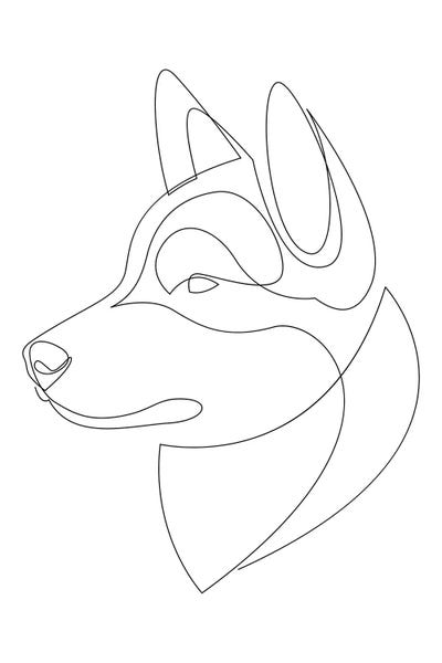 Siberian Huskies: Siberian Husky - One Line Dog by Addillum