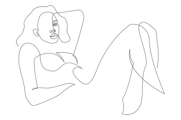 Black & White Minimalist Décor: Relaxed Single Line Art by Addillum