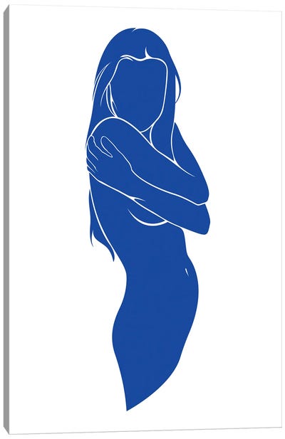 Blue Nude Canvas Art Print - Addillum