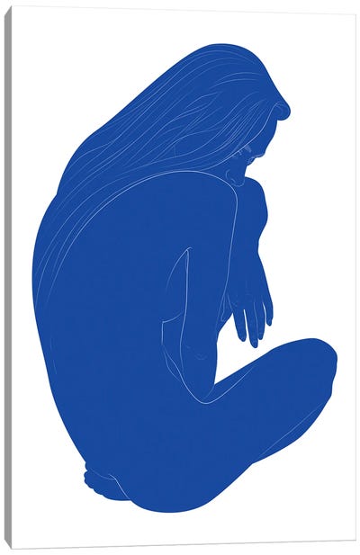 Blue Nude II Canvas Art Print - The Cut Outs Collection