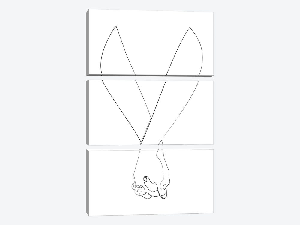 Together - Minimal Line Art - Hands by Addillum 3-piece Art Print