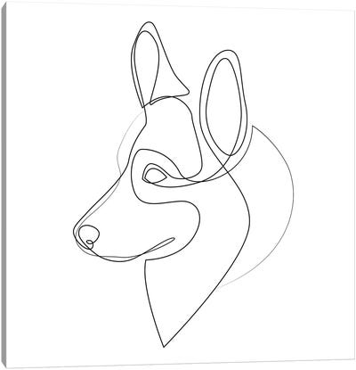 Welsh Corgi Pembroke - One Line Dog Canvas Art Print - Corgi Art