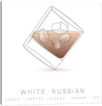 White Russian - One Line Canvas Art Print - Addillum