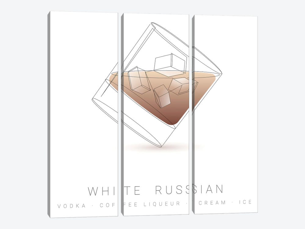 White Russian - One Line by Addillum 3-piece Canvas Wall Art