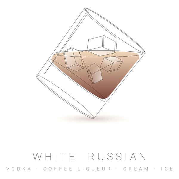 Cocktails & Mixed Drinks: White Russian - One Line by Addillum