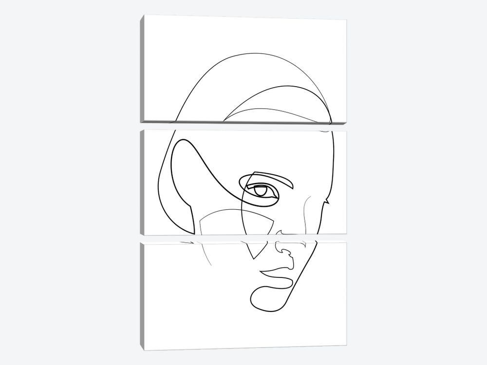 Continuous Line Female Face by Addillum 3-piece Art Print