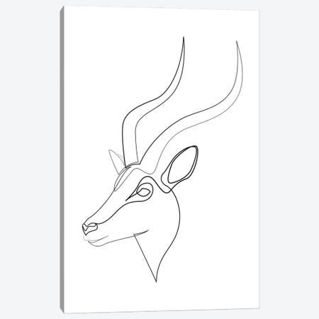 Gazelle One Line Canvas Print #AUM209} by Addillum Canvas Art Print