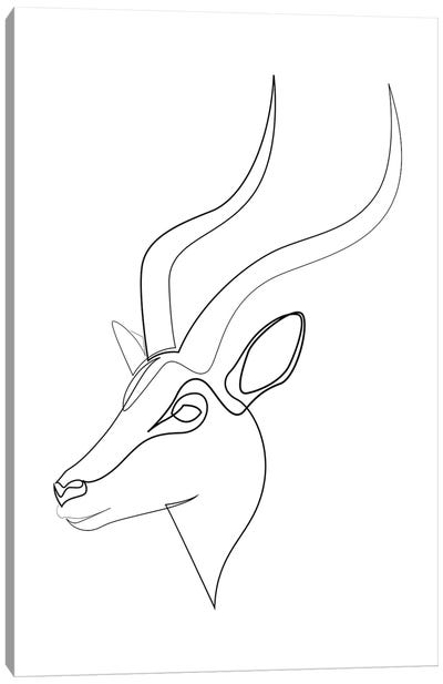 Gazelle One Line Canvas Art Print - Antelope Art