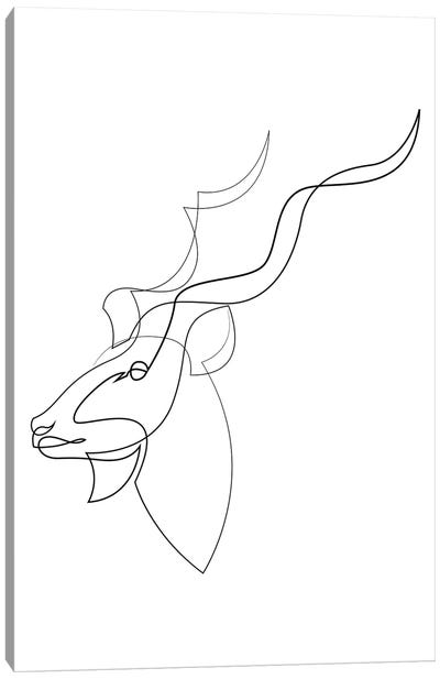 Linear Greater Kudu Canvas Art Print - Addillum