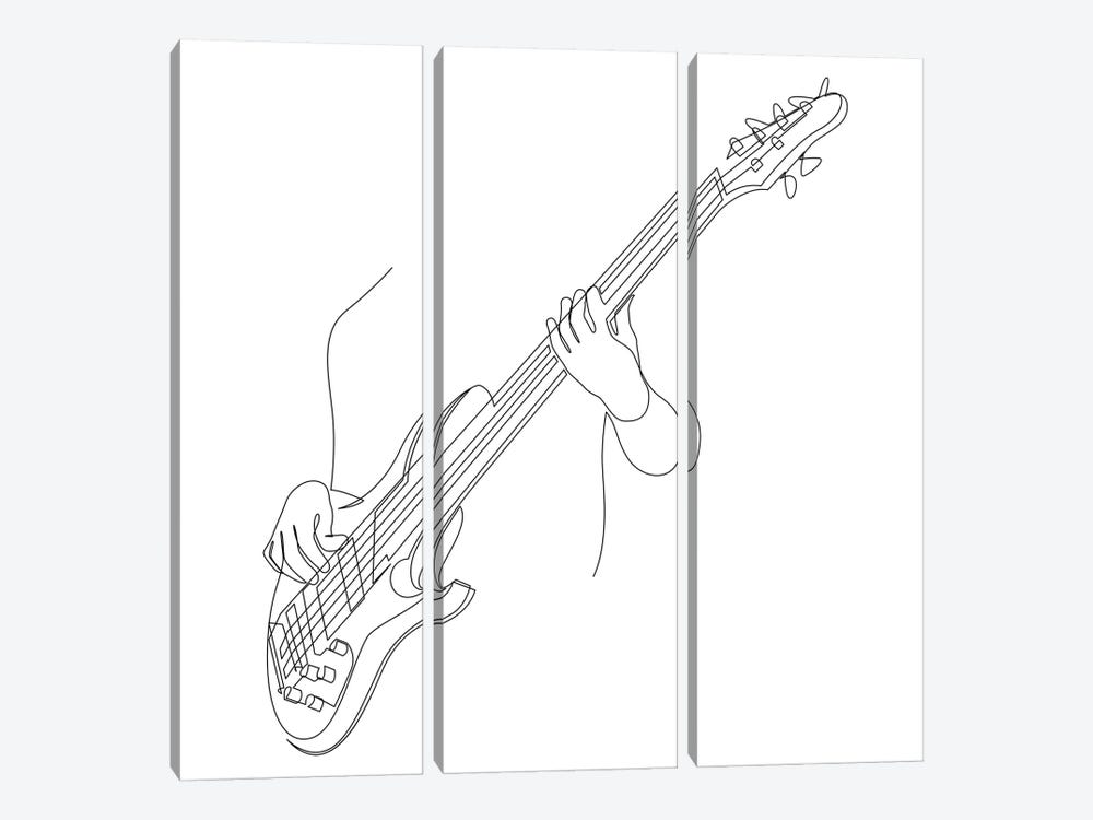 Groovy - One Line Guitar Player by Addillum 3-piece Canvas Art Print