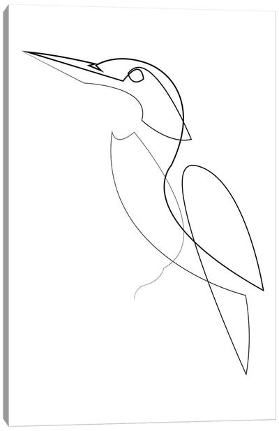 Kingfisher - One Line Bird Canvas Art Print - Line Art