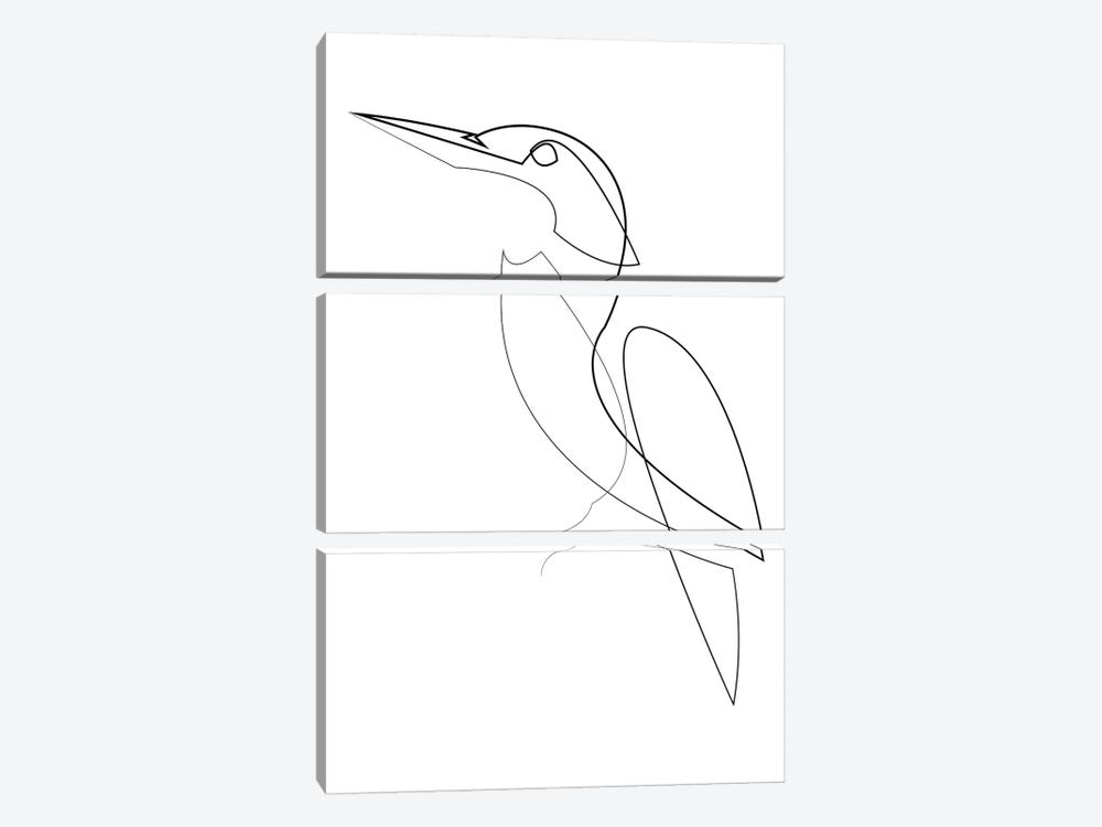 Kingfisher - One Line Bird by Addillum 3-piece Canvas Art