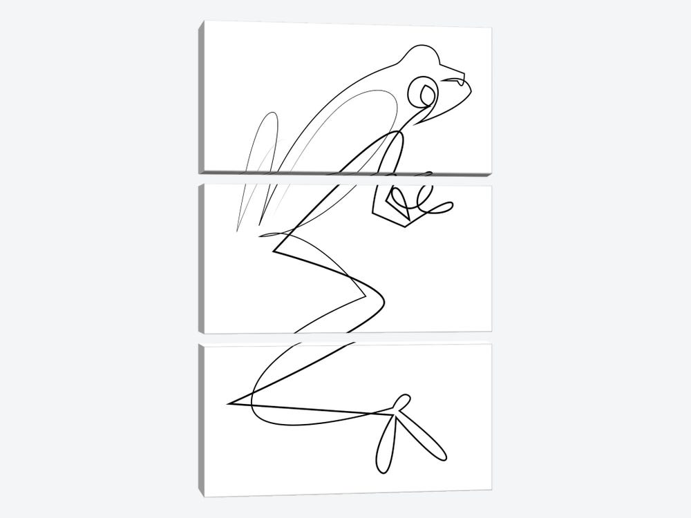 Arboreal - One Line Frog by Addillum 3-piece Canvas Print