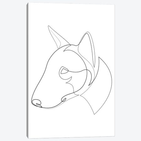 Bull Terrier - One Line Canvas Print #AUM22} by Addillum Canvas Art Print