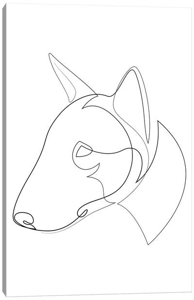 Bull Terrier - One Line Canvas Art Print - Bull Terrier Art