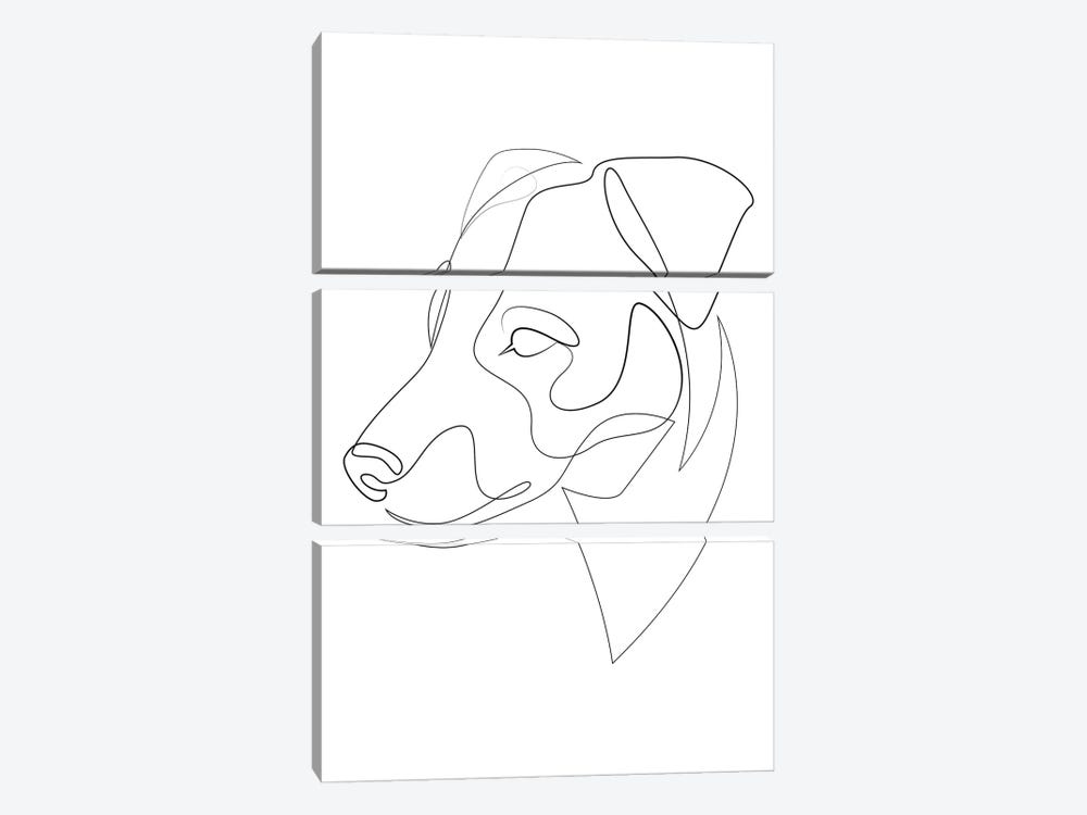 Jack Russell Terrier - One Line Dog by Addillum 3-piece Canvas Wall Art