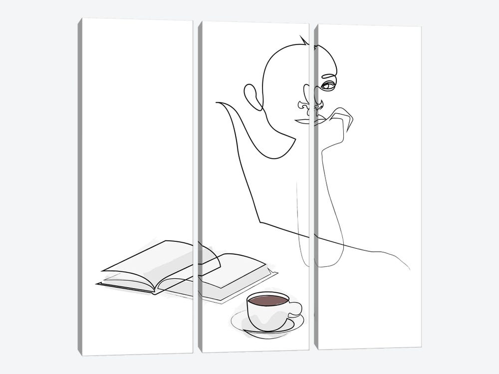 Anticipation - Lover Of Books And Coffee by Addillum 3-piece Canvas Art