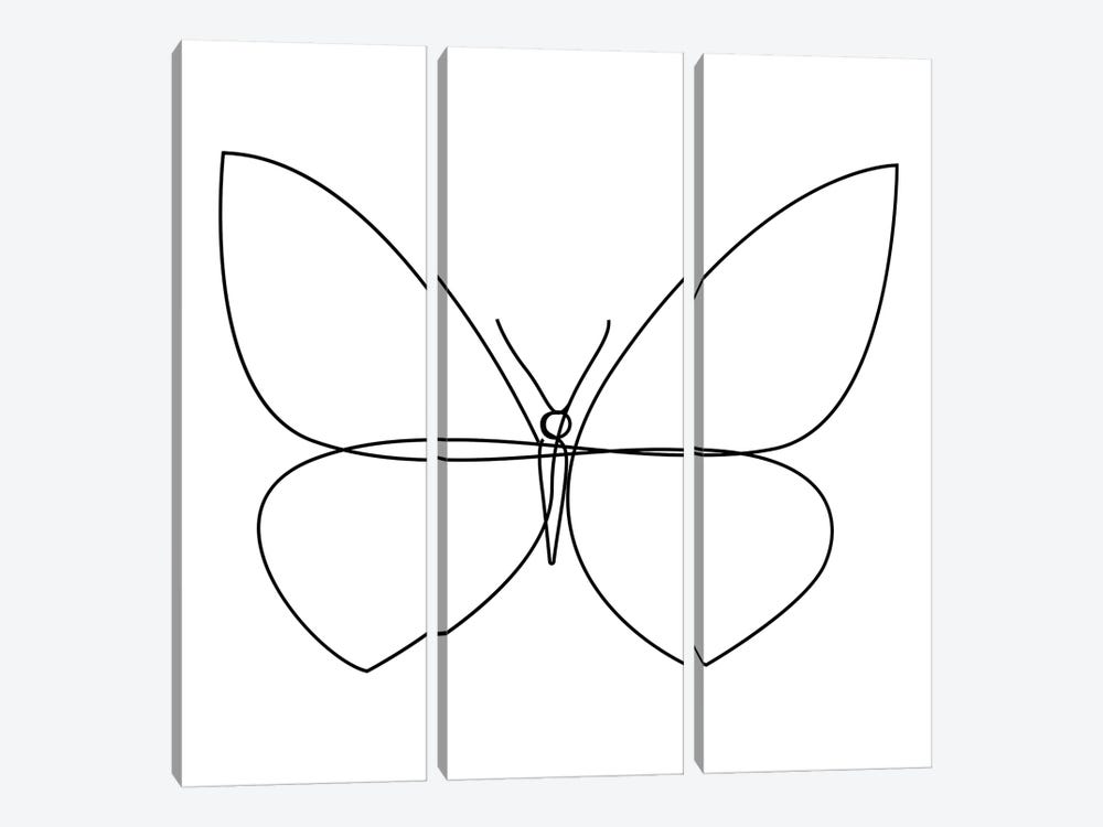 Butterfly XIX LB1 - Continuous Line by Addillum 3-piece Canvas Art Print