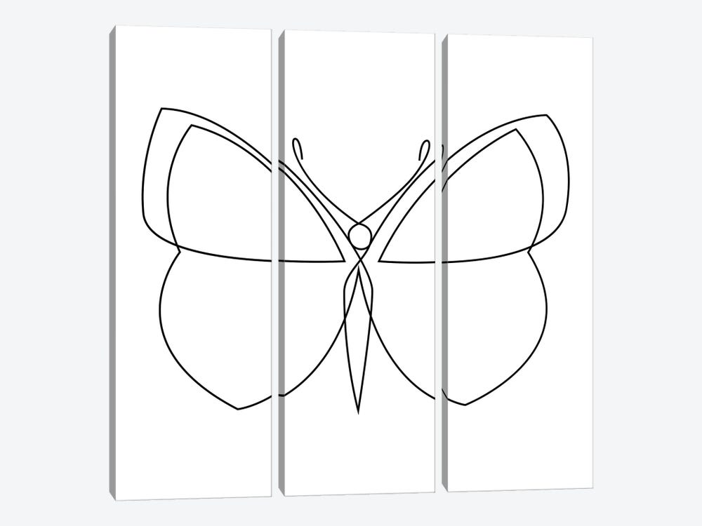 Butterfly XIX LB2 - Continuous Line by Addillum 3-piece Canvas Artwork