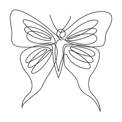 Butterfly XIX LB3 - Continuous Line by Addillum multi panel art